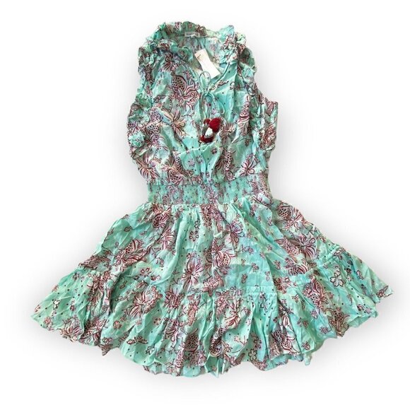 NWT  Poupette St Barth Triny Floral Mini dress, Size XS, Aqua Grenade - Picture 2 of 16